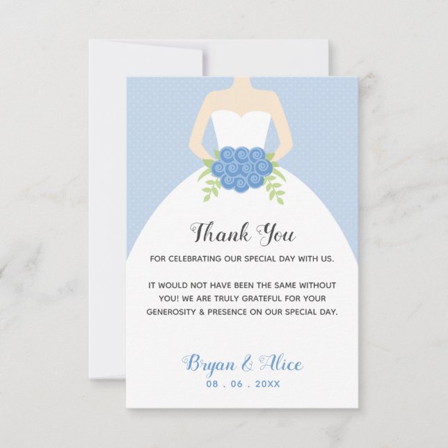 Wedding Thank You Cards (Blue Bridal Gown) (Front)