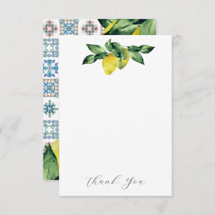 Wedding Thank You Cards Blue & Yellow Lemons
