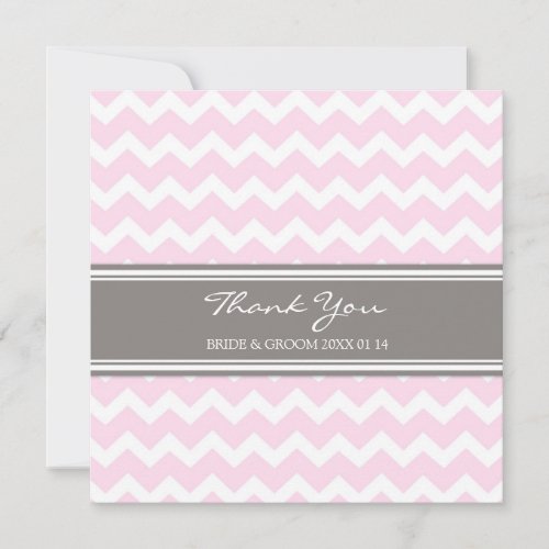 Wedding Thank You Cards Pink Gray Chevron