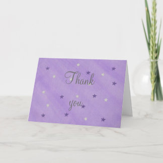 Wedding Thank you cards, purple and silver stars Card