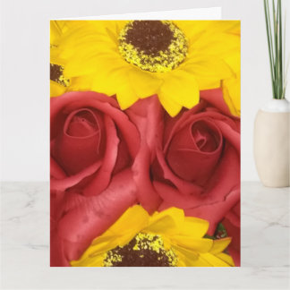 Wedding  Thank You Cards red roses sunflower photo