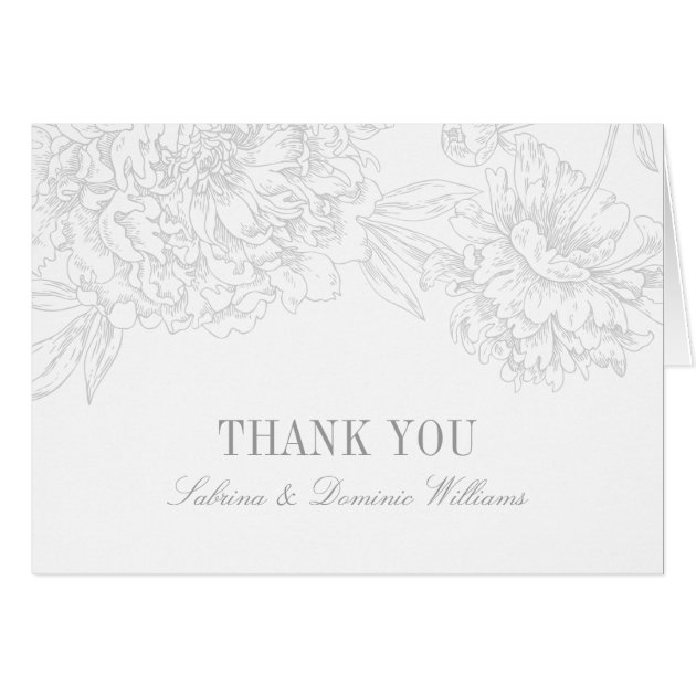 Wedding Thank You Cards | Silver Floral Peony