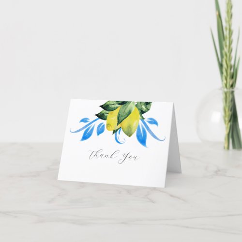 Wedding Thank You Cards Template Lemons Watercolor