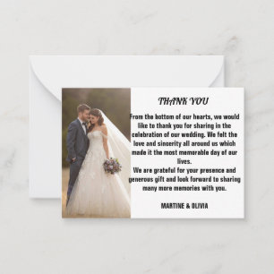 Wedding Thank You Cards with message