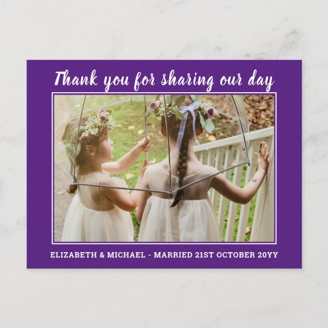 Wedding Thank you Cards With Photo Virtual Digital (Front)