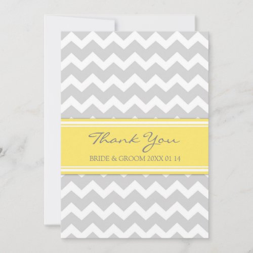 Wedding Thank You Cards Yellow Gray Chevron