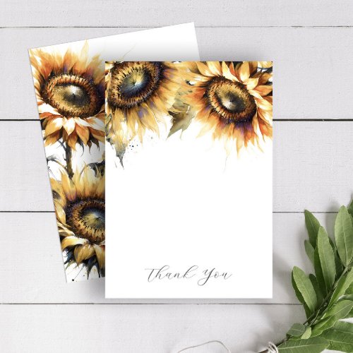 Wedding Thank You Cards Yellow Sunflowers