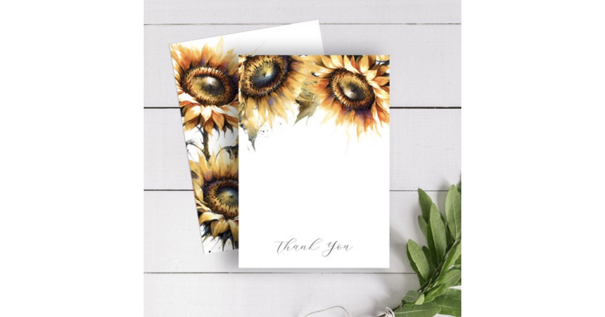 Wedding Thank You Cards Yellow Sunflowers | Zazzle