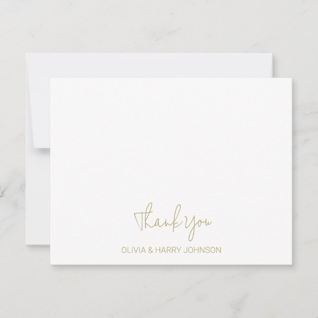 Wedding Thank You Chic White Flat Note Card (Front)