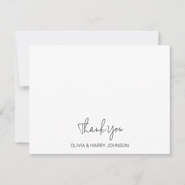 Wedding Thank You Chic White Flat Note Card (Front)
