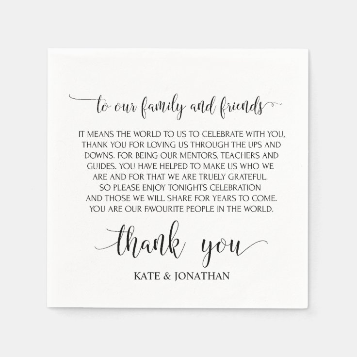 Wedding Thank You Cocktail Napkins For Reception | Zazzle