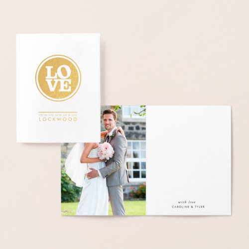 WEDDING THANK YOU couple newlywed minimal love Foil Card