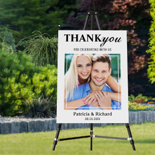 Wedding Thank You Couple Photo Black And White Foam Board