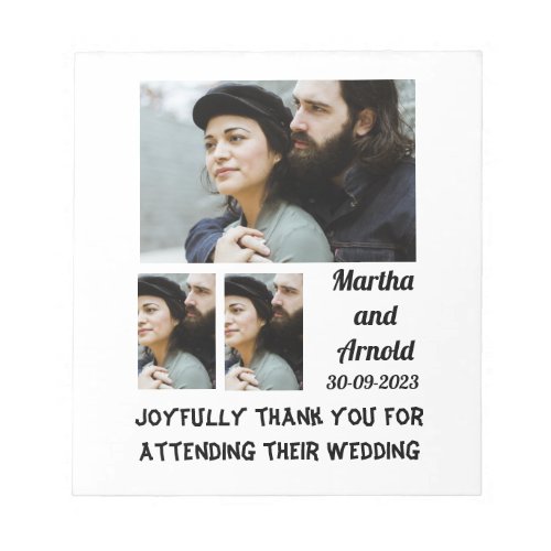 Wedding Thank You custom 3 Photo Collage  Notepad