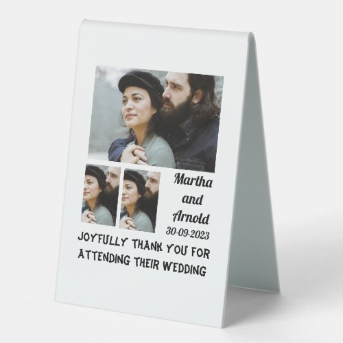 Wedding Thank You custom 3 Photo Collage  Table Tent Sign