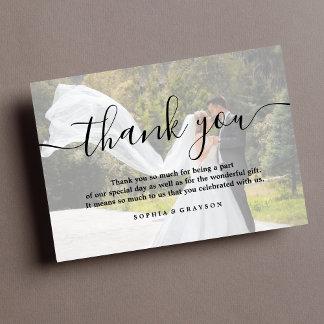 Wedding Thank You Custom Personalized Photo Vellum Card