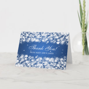 Wedding "Thank you" Dazzling Stars Blue Letterpress Thank You Card