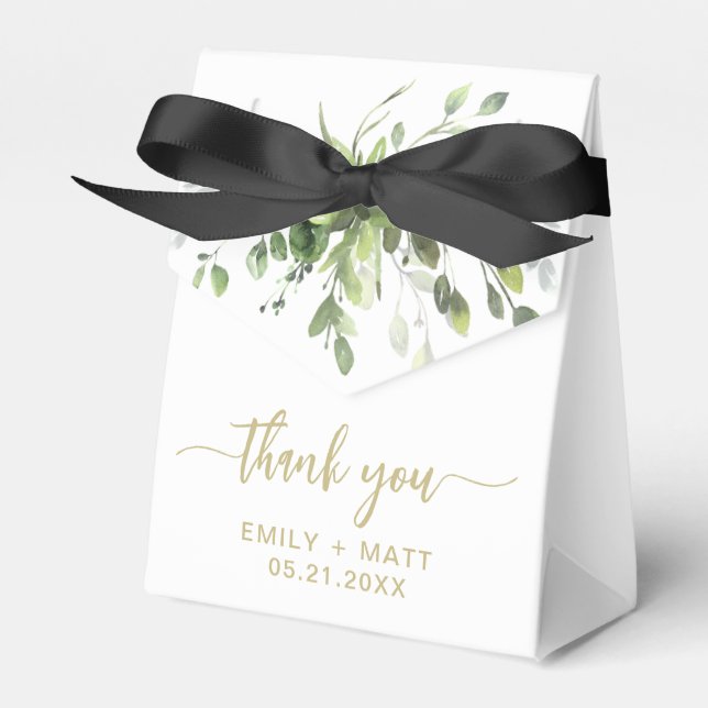 Wedding Thank You Elegant Eucalyptus Favor Boxes (Front Side)