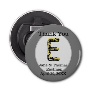 Wedding Thank You Elegant Letter E Monogram Favor Bottle Opener
