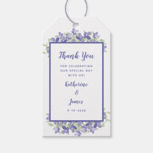 Wedding Thank You Elegant Periwinkle Floral Favor Gift Tags