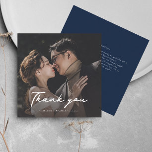 Wedding Thank You Elegant Photo Script Custom Note Card