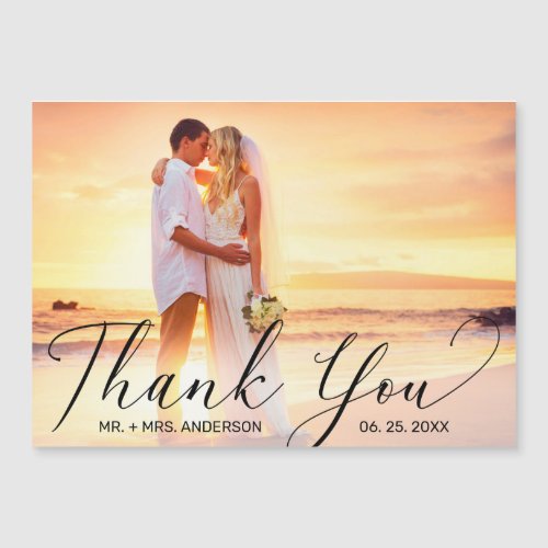 Wedding Thank You Elegant Script Photo Magnet Card