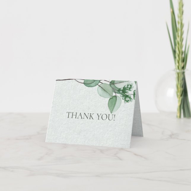 Wedding Thank You  | Elegant Watercolor Eucalyptus (Front)