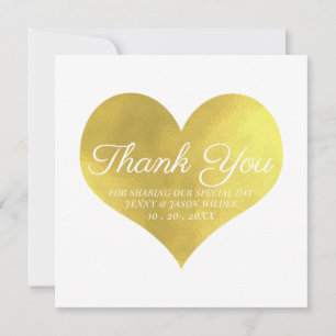 Wedding Thank You Faux Gold Foil Card