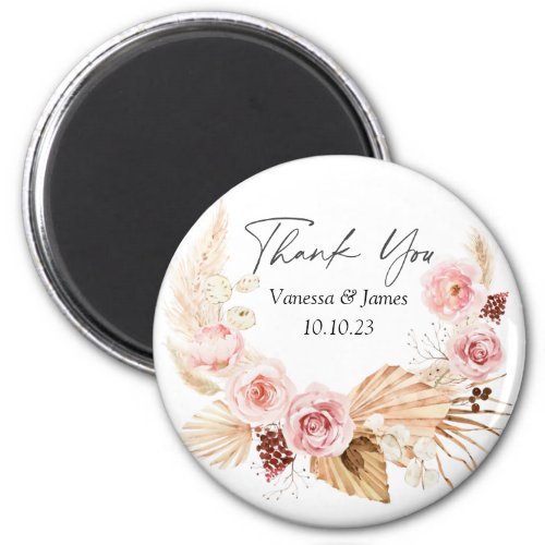 Wedding thank you favor Boho floral pampas grass Magnet