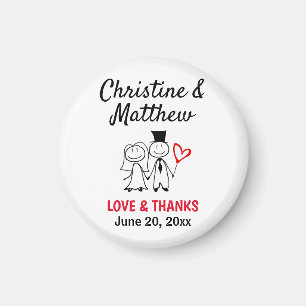 Wedding Thank You Favor Cute Couple Magnet