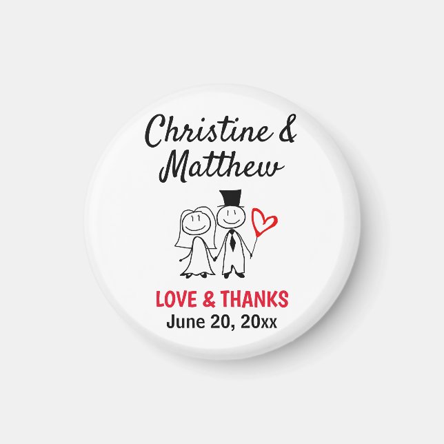 Wedding Thank You Favor Cute Couple Magnet (Front)