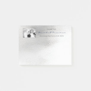 Wedding Thank You Favor Gray Silver White Ombre Post-it Notes