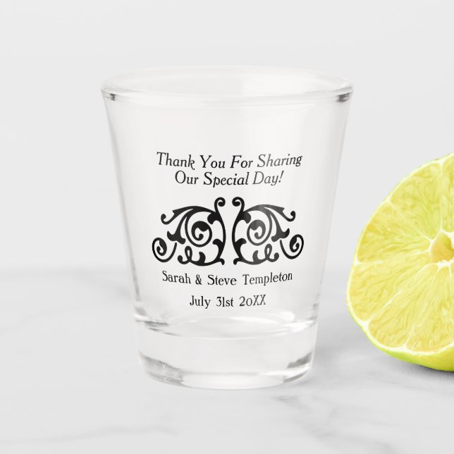 Wedding Thank You Favor Names and Date Shot Glass (Front)