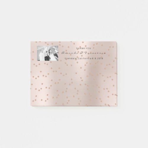 Wedding Thank You Favor Photo Blush Pink Swarovski Post_it Notes