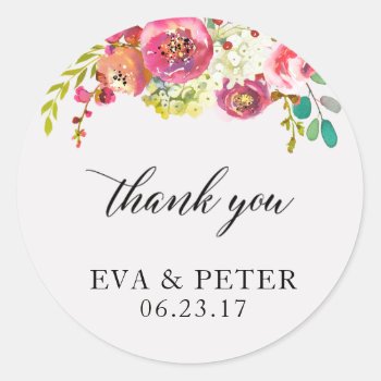 Wedding Thank You Favor Sticker Floral Watercolor by autumnandpine at Zazzle