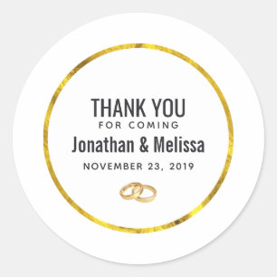 wedding thank you favor template classic round sticker