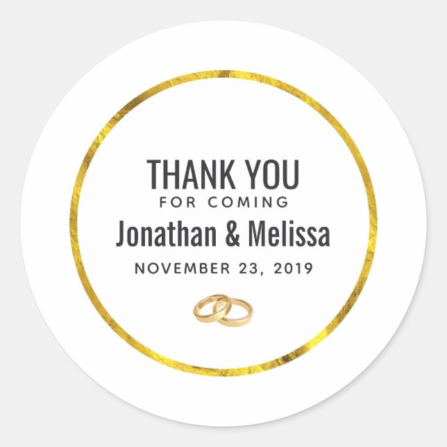 wedding thank you favor template classic round sticker (Front)