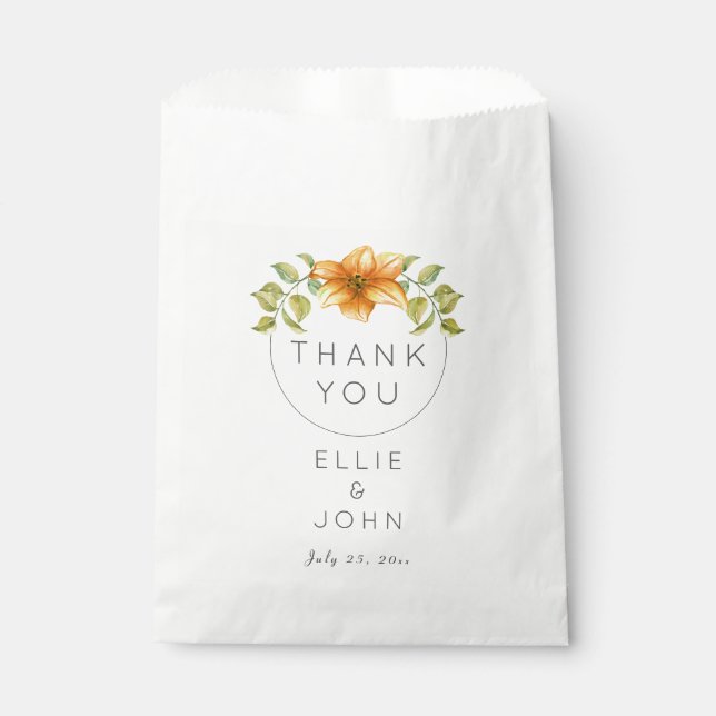 Wedding Thank You Favor Watercolor Star Flower Bag (Front)