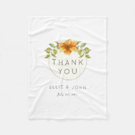Wedding Thank You Favor Watercolor Star Flower Fleece Blanket
