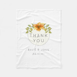 Wedding Thank You Favor Watercolor Star Flower Fleece Blanket