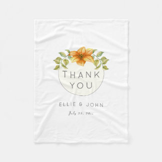 Wedding Thank You Favor Watercolor Star Flower Fleece Blanket