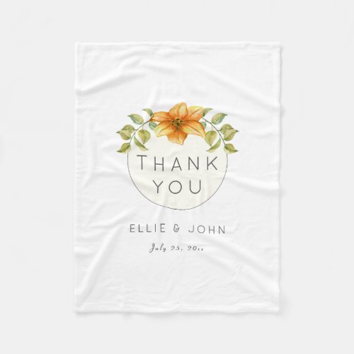 Wedding Thank You Favor Watercolor Star Flower Fleece Blanket