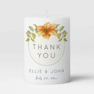 Wedding Thank You Favor Watercolor Star Flower Pillar Candle
