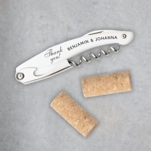 Wedding Thank You Favors Bride Groom Names Custom Waiter's Corkscrew