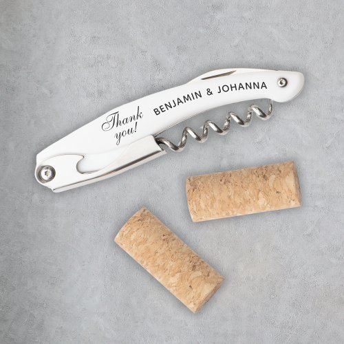 Wedding Thank You Favors Bride Groom Names Custom Waiters Corkscrew