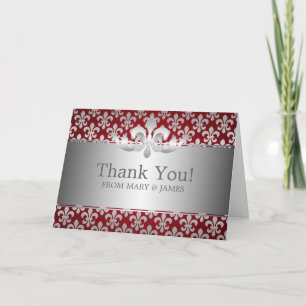 Wedding "Thank you" Fleur De Lis Red Thank You Card