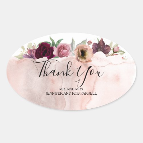 Wedding Thank You _ Floral Vintage Fall Oval Sticker