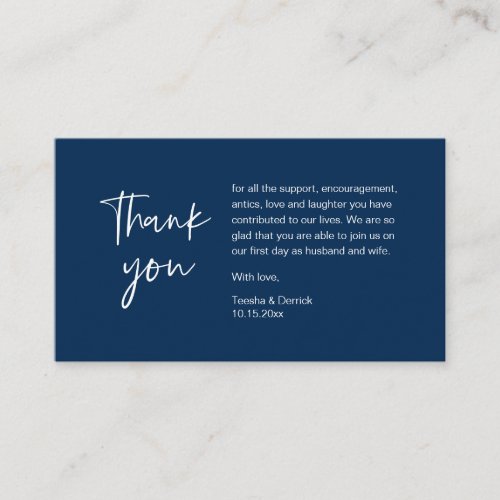Wedding Thank you for attending classy Navy Blue Enclosure Card