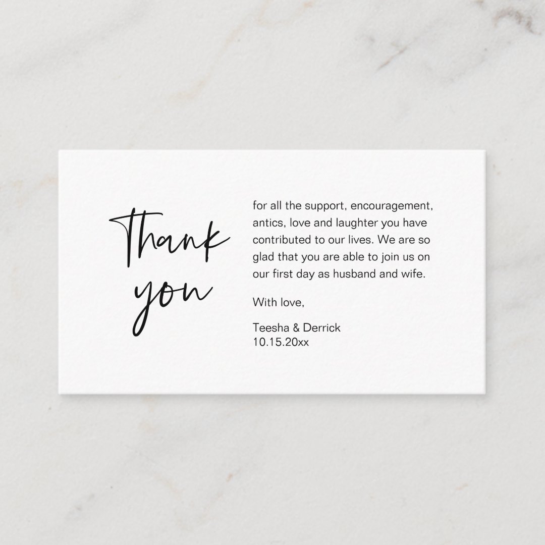 Wedding Thank you for attending, modern minimalist Enclosure Card Zazzle