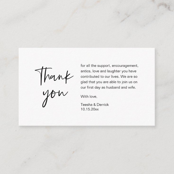 Wedding Thank you for attending, modern minimalist Enclosure Card | Zazzle